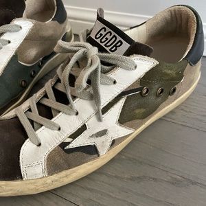 Golden Goose "Super Star" sneakers in calf suede/leather and camo printed fabric